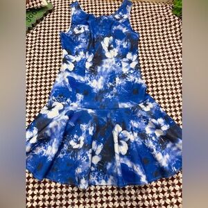 Blue Floral Sleeveless Dress